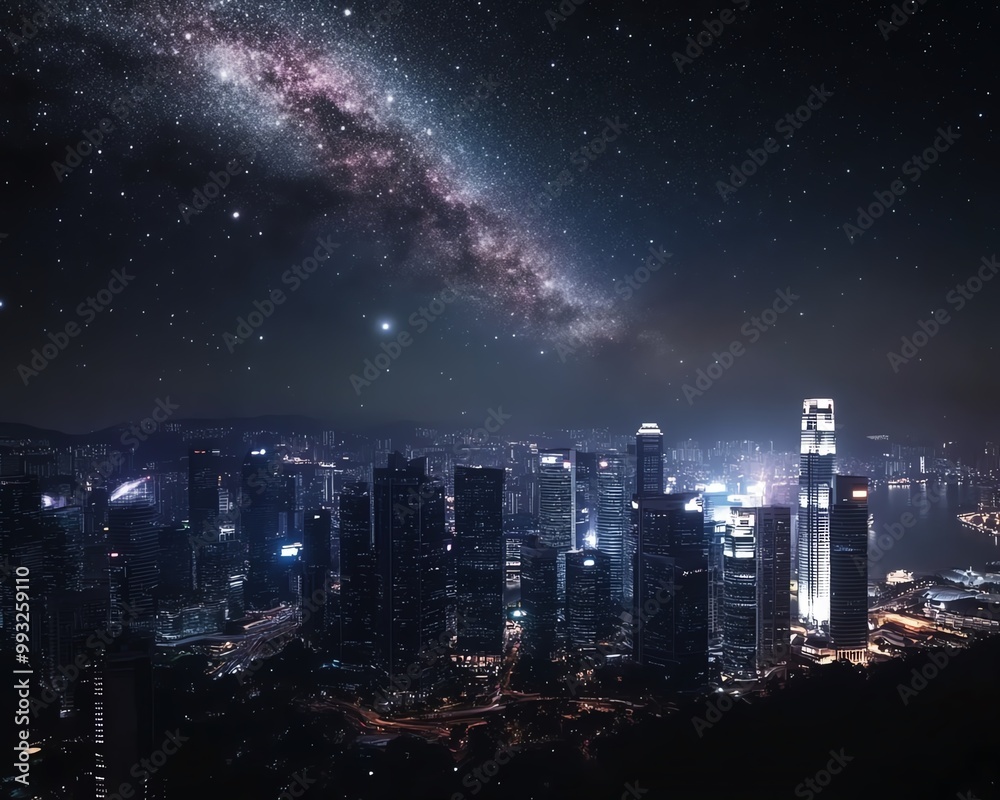 Fototapeta premium Night cityscape with colorful lights