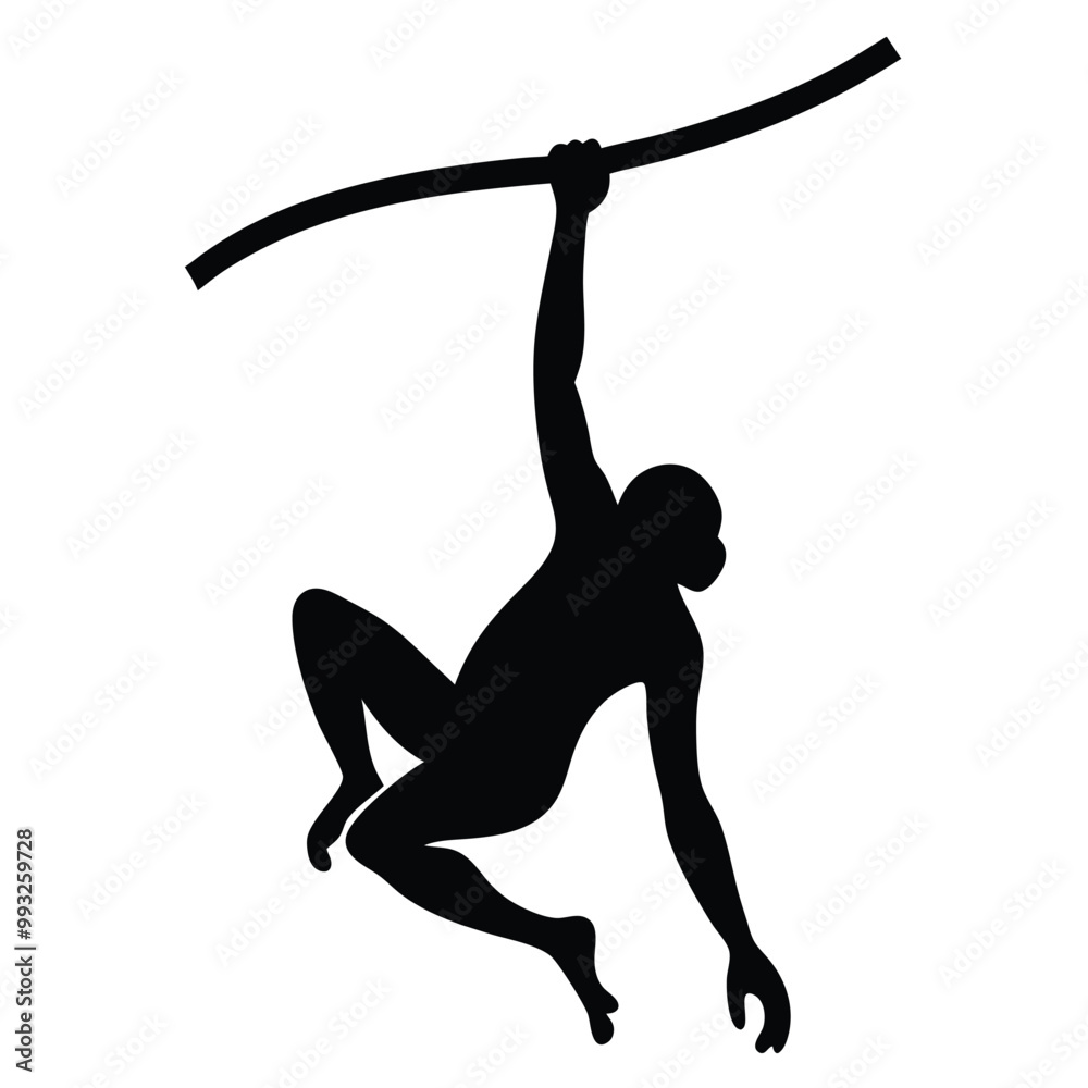 a monkey hanging upside down on a horizontal bar, vector silhouette a monkey hanging upside down on a horizontal bar, vector silhouette