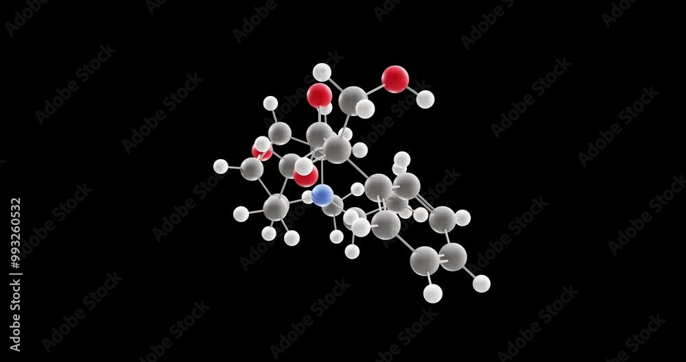 Oxitropium bromide molecule, rotating 3D model of anticholinergic, looped video on a black background Oxitropium bromide molecule, rotating 3D model of anticholinergic, looped video on a black background
