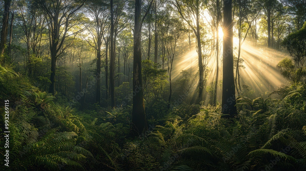Obraz premium Serene Forest with Sunlight - Nature Background