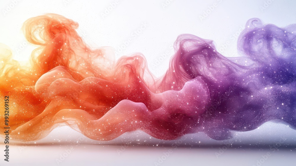 Fototapeta premium colorful smoke explosion bursting against a pure white background creating an abstract and artistic visual sensation that captivates the viewer with its vivid hues and dynamic movement