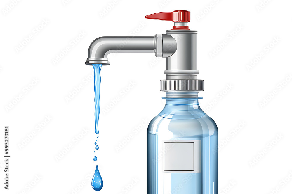Faucet with flowing water and waves isolated on 3D rendering Faucet with flowing water and waves isolated on 3D rendering