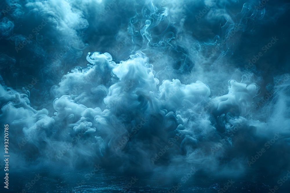 Dramatic Blue Smoke Clouds in Atmospheric Abstract Art for Contemporary Design Purposes Dramatic Blue Smoke Clouds in Atmospheric Abstract Art for Contemporary Design Purposes