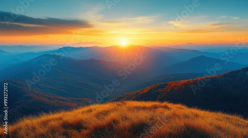 Majestic Mountain Landscape at Sunset - Nature Background