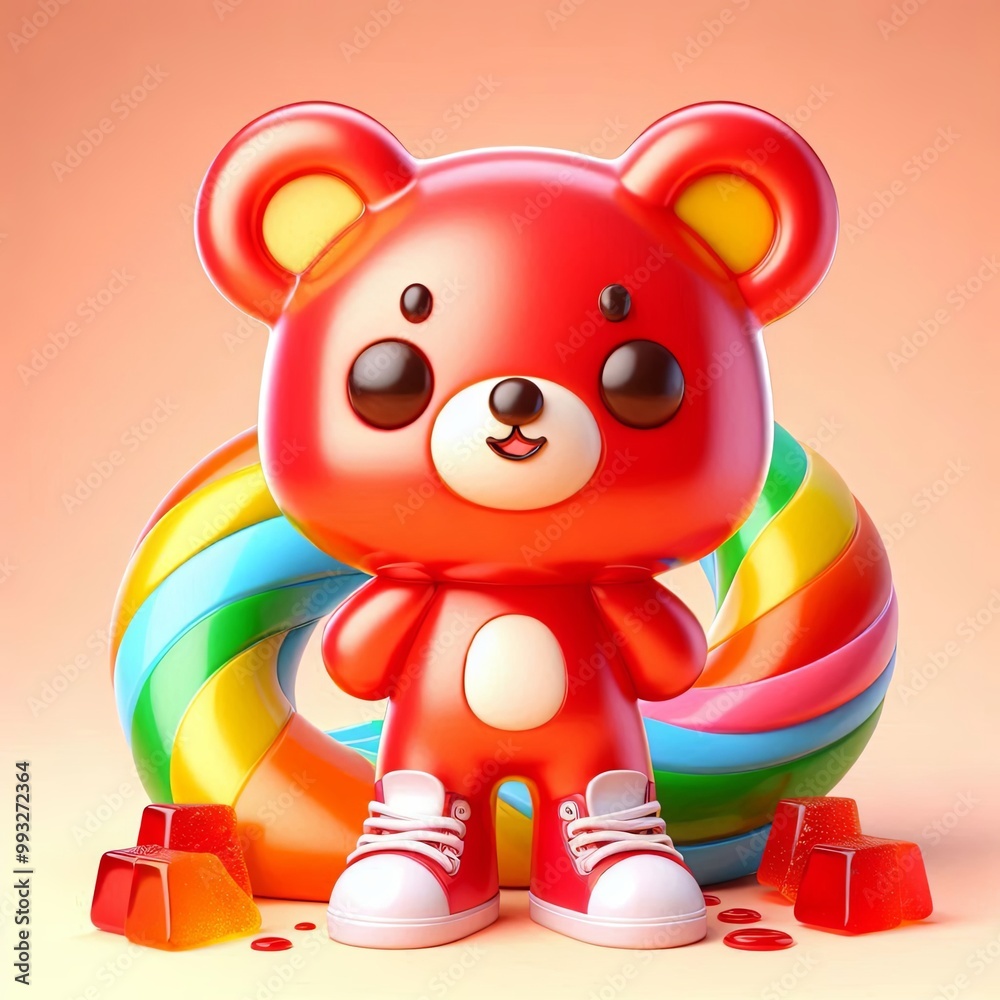 Fototapeta premium cute Cool chamoy gummy bear 3d Generative aI 