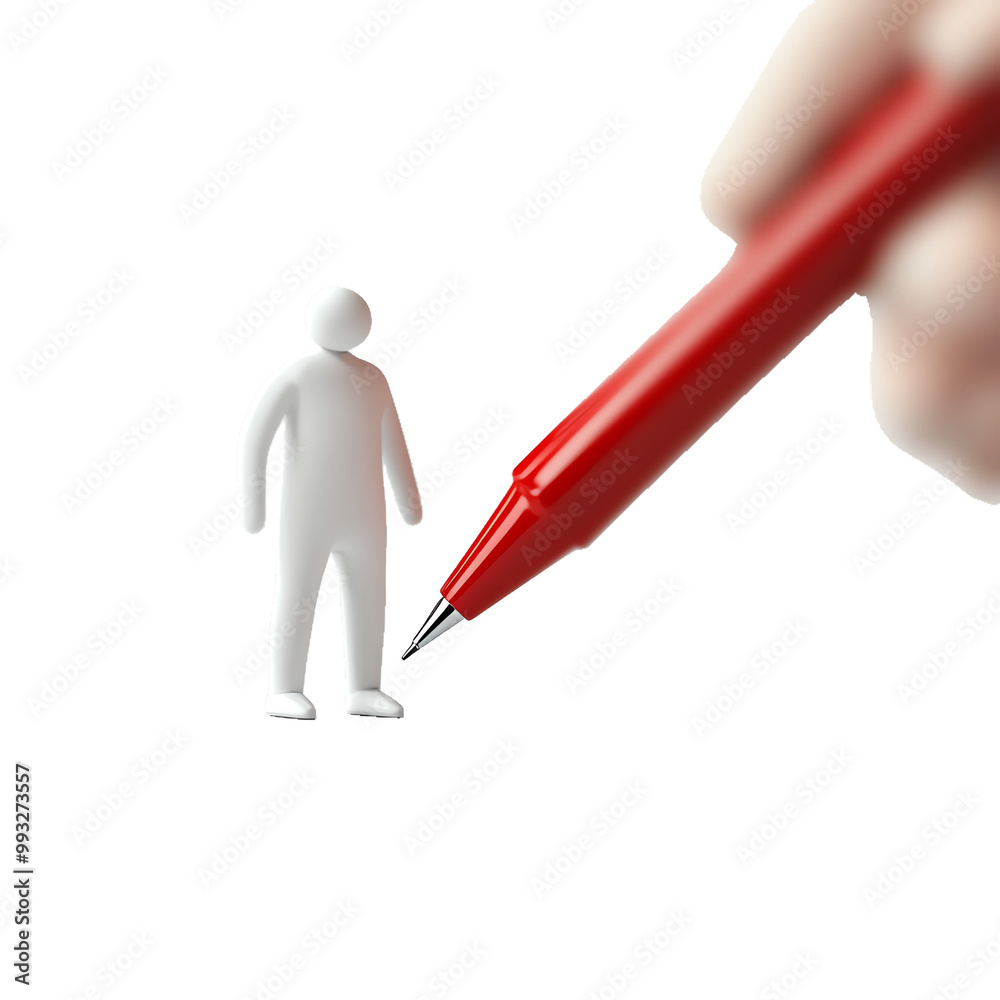 Editor with red pen 3D illustration on transparent background Editor with red pen 3D illustration on transparent background