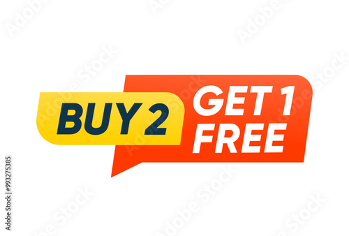 Buy two get one free offer sale, banner vector design