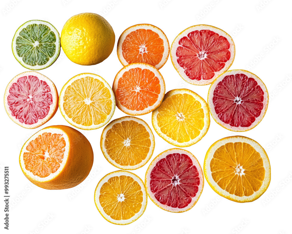 Obraz premium Colorful Citrus Fruits Isolated on transparent background