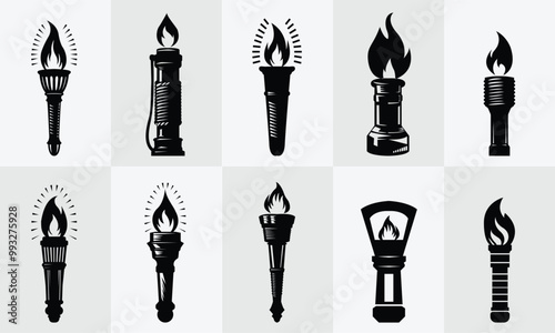 Torch and flame, Burning symbol of victory, Olympic torch vector illustration World Game
