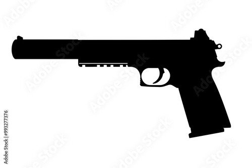 silhouette of a Tactical Pistol with Silencer