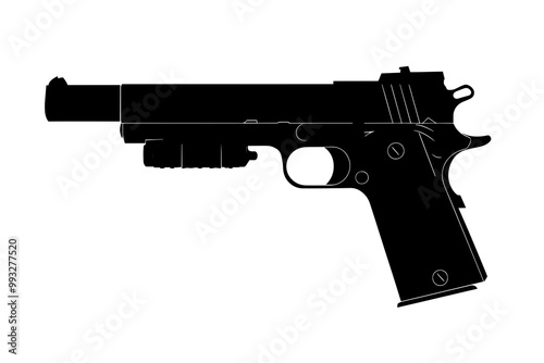 silhouette of a Tactical Pistol with Silencer