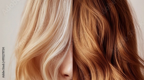 A split image showcasing the contrast between healthy and dry hair, highlighting the importance of proper hair care.