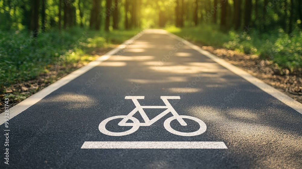 Obraz premium Serene Bicycle Path in a Lush Green Forest