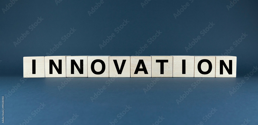 Word INNOVATION spelled out in wooden blocks Word INNOVATION spelled out in wooden blocks