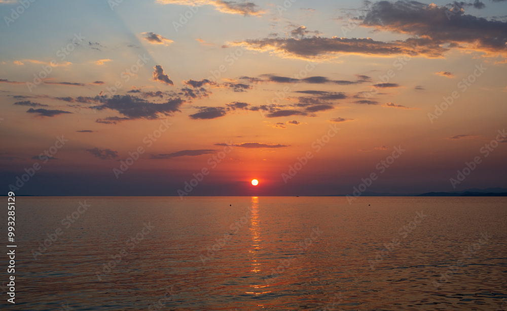 Spectacular sunset on the sea. Greece, Neos Marmaras. Spectacular sunset on the sea. Greece, Neos Marmaras.