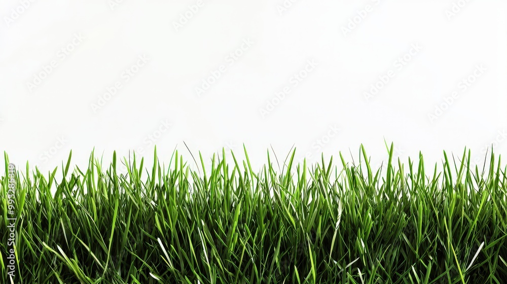 Fototapeta premium Vibrant Green Grass Isolated on a White Background