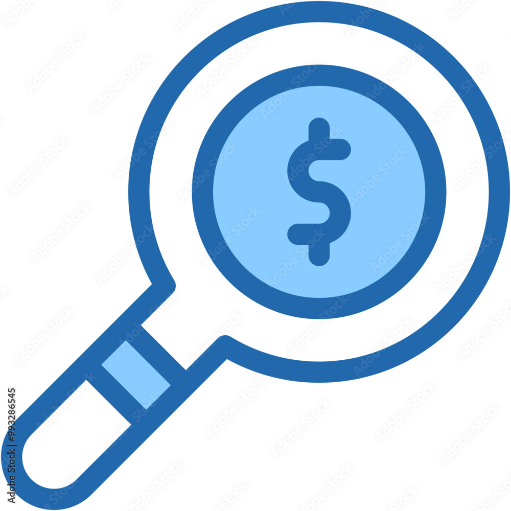 Vector Icon for Dollar, hand, magnifier, search, scan Vector Icon for Dollar, hand, magnifier, search, scan