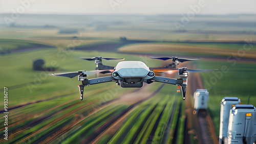 Autonomous Drone Capturing Crop Data in a Futuristic Farm with AI-Powered Sensors and High-Tech Tools