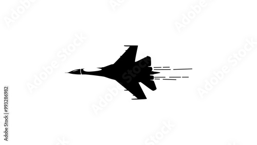Fighter Aircraft, black isolated silhouette