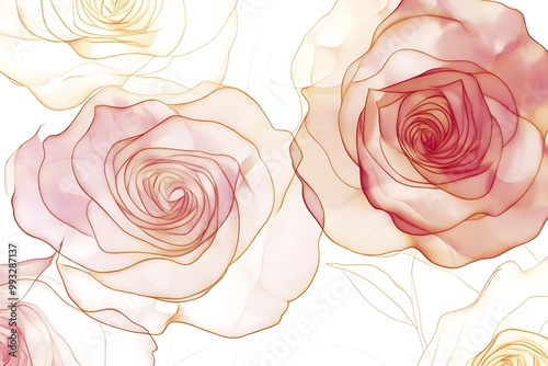 pale peach colored fake rose flowers top view closeup, colorful pattern background