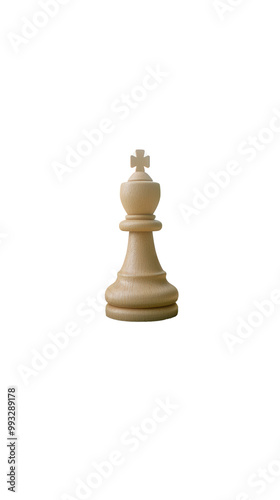 A wooden chess piece with a cross on top on transparency background