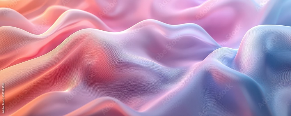 Obraz premium Soft pastel gradient fabric background with gentle waves and smooth textures creating a serene and calming visual effect