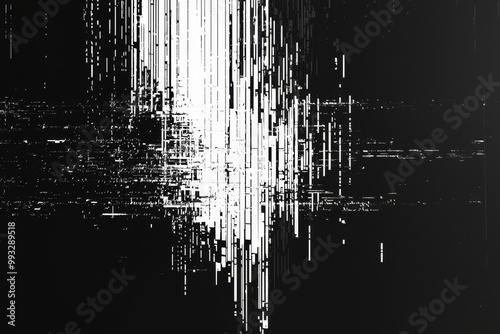 Flickering black and white background, analog vintage TV signal with bad interference, static noise background photo