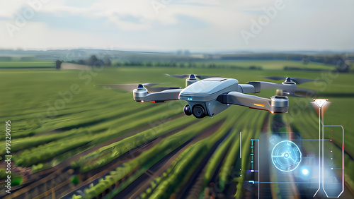Autonomous Drone Capturing Crop Data in a Futuristic Farm with AI-Powered Sensors and High-Tech Tools