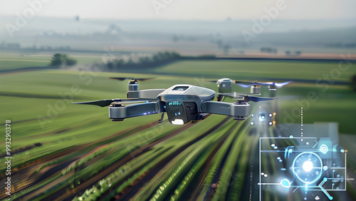 Autonomous Drone Capturing Crop Data in a Futuristic Farm with AI-Powered Sensors and High-Tech Tools