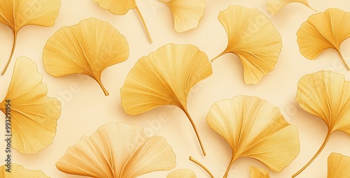 The interior design features a painted wall with golden leaves in pastel technique, along with a photo wallpaper.