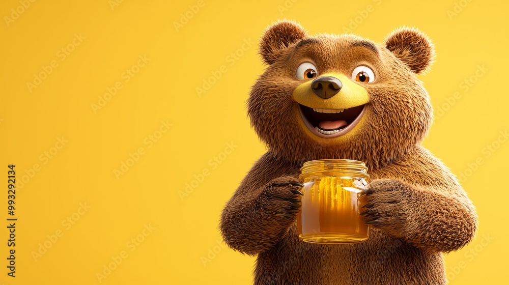 Cute Cartoon Bear Holding Honey Jar - Adorable Animal Illustration Cute Cartoon Bear Holding Honey Jar - Adorable Animal Illustration