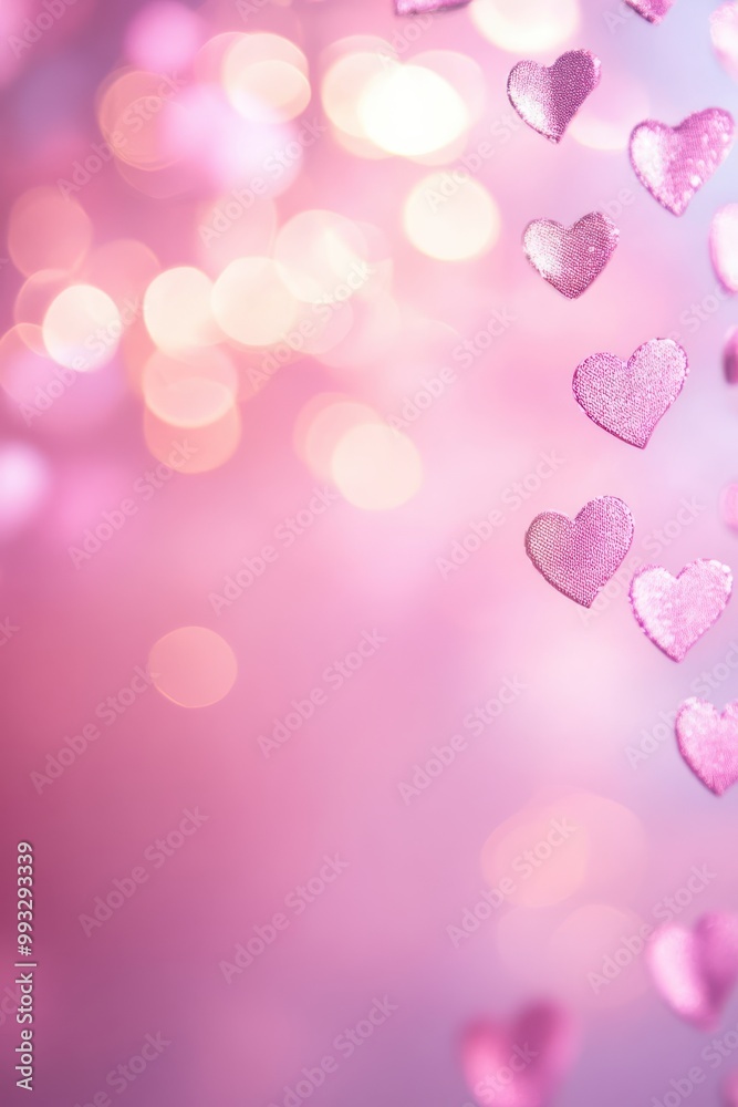 Valentine's Day Pink Hearts with blurred Background Valentine's Day Pink Hearts with blurred Background