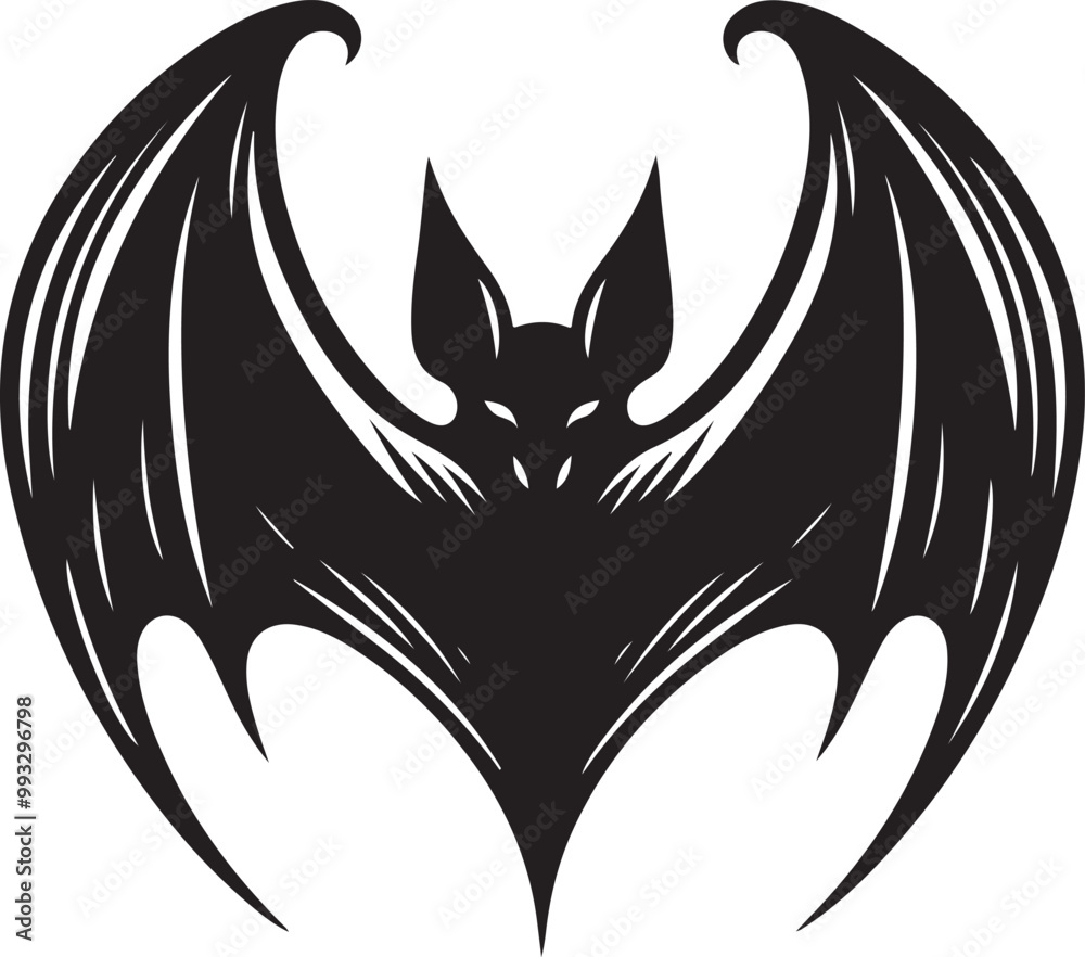 Naklejka premium black bat silhouette vector illustration, solid white background
