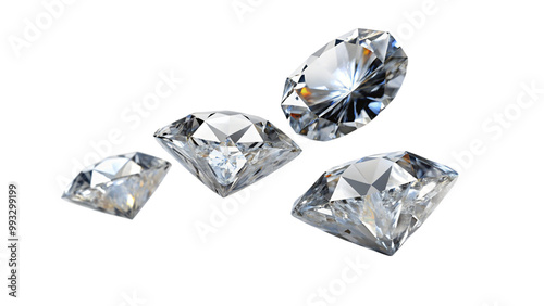 Crystal-clear diamond, isolated on white, shines brightly, a symbol of luxury and wealth