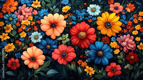 Vibrant Bloom Mosaic: A Kaleidoscope of Colorful Paper Flowers in Artistic Harmony