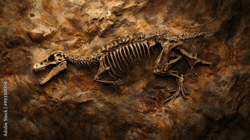 Naklejka premium dinosaur skeleton rex jurassic period