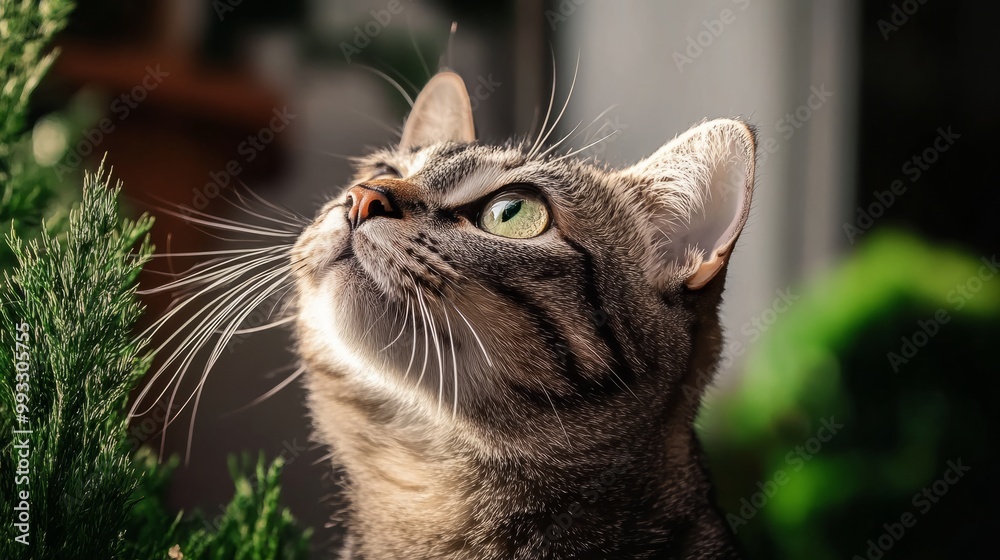 Close-Up Portrait of a Curious Cat Looking Up Close-Up Portrait of a Curious Cat Looking Up