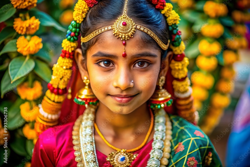 Hindu girl in traditional attire showcasing vibrant colors and cultural elegance for marriage themes Hindu girl in traditional attire showcasing vibrant colors and cultural elegance for marriage themes