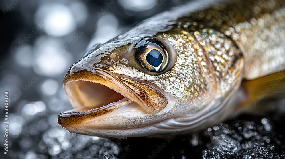 Close-Up of a Fresh Fish with Open Mouth Close-Up of a Fresh Fish with Open Mouth