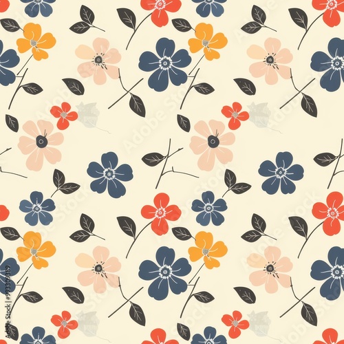 A seamless floral pattern with delicate flowers on a continuous background