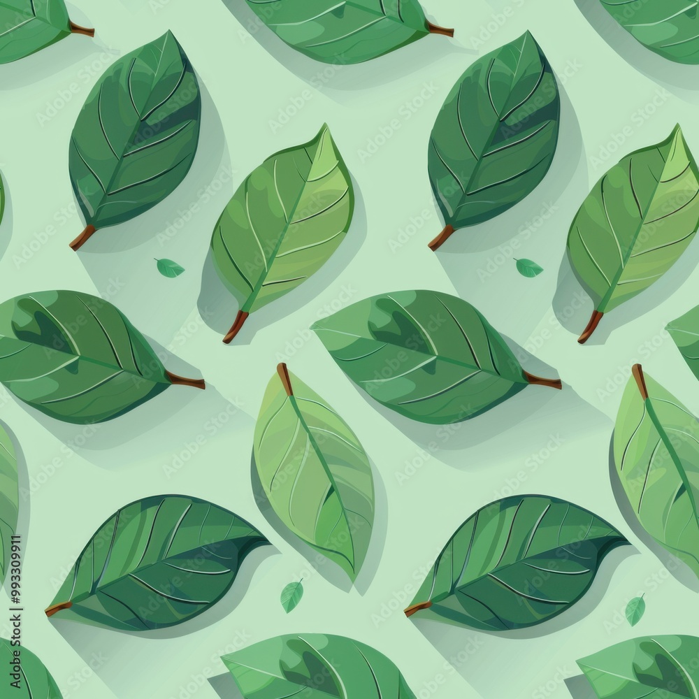 Seamless pattern of green leaves showcasing nature's beauty in a vibrant design perfect for spring and summer decor Seamless pattern of green leaves showcasing nature's beauty in a vibrant design perfect for spring and summer decor