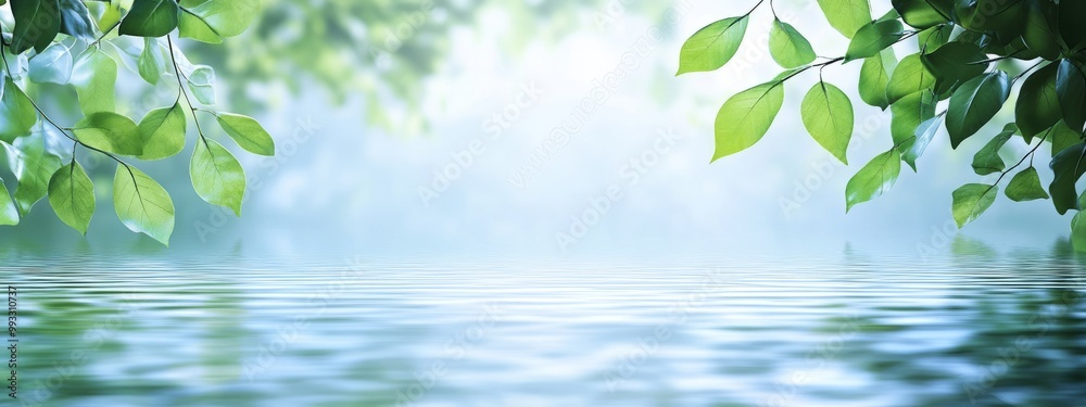 Tranquil Pond Reflection Surrounded by Lush Green Foliage in Natural Landscape Tranquil Pond Reflection Surrounded by Lush Green Foliage in Natural Landscape