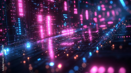 Futuristic Neon Cyber Cityscape Generative AI