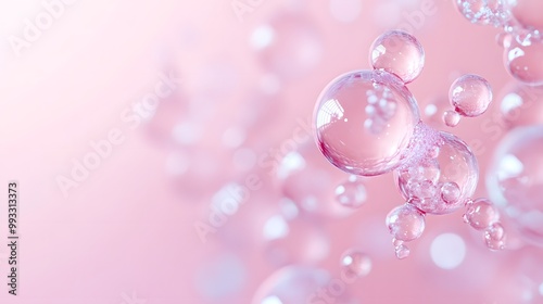 Transparent Spheres Floating on a Pastel Pink Background