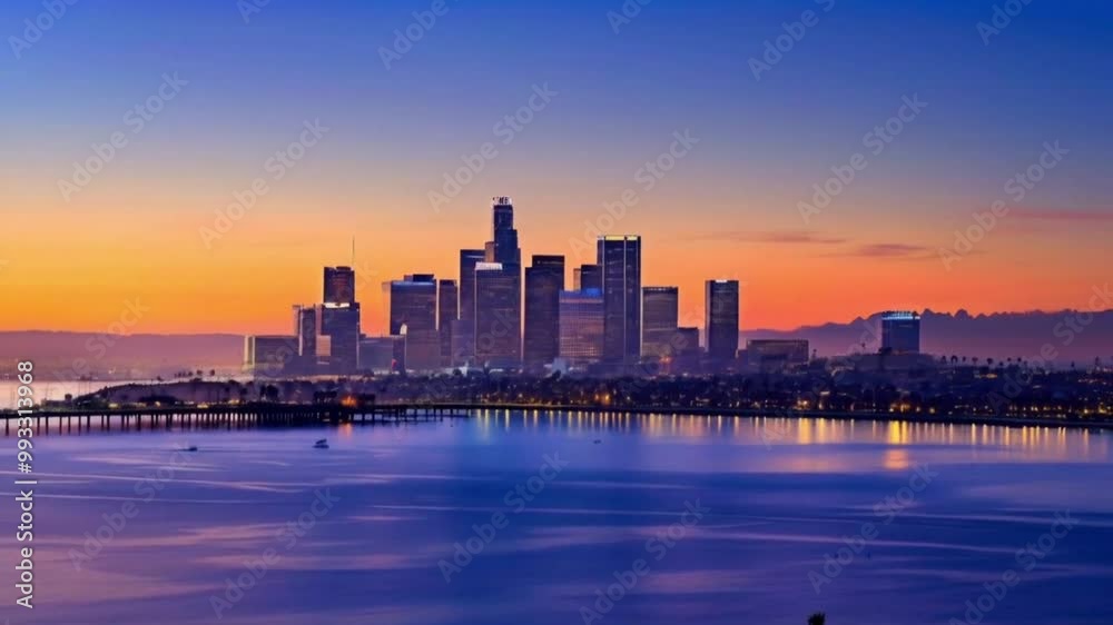 Horizon de Los Angeles au crépuscule. Vue de ville de siècle et d'océan pacifique. Horizon de Los Angeles au crépuscule. Vue de ville de siècle et d'océan pacifique.