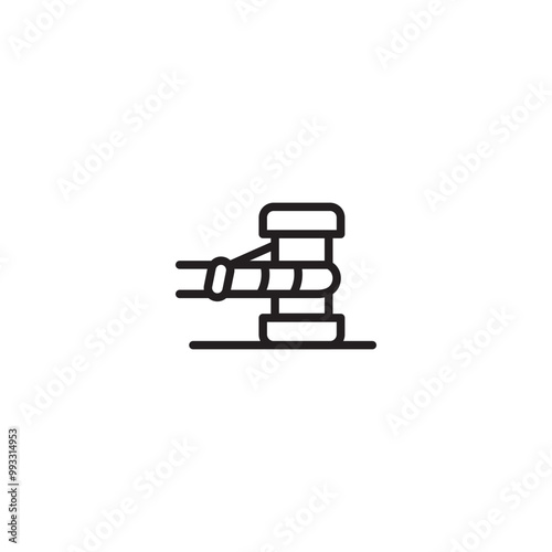 A gavel on icon. A line drawing of a gavel, symbolizing justice, law, or legal proceedings. Editable icon.