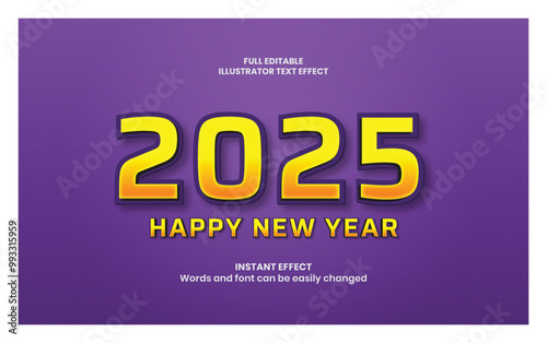 2025 3D Text Effect Vector 2025 Photo Happy New Year