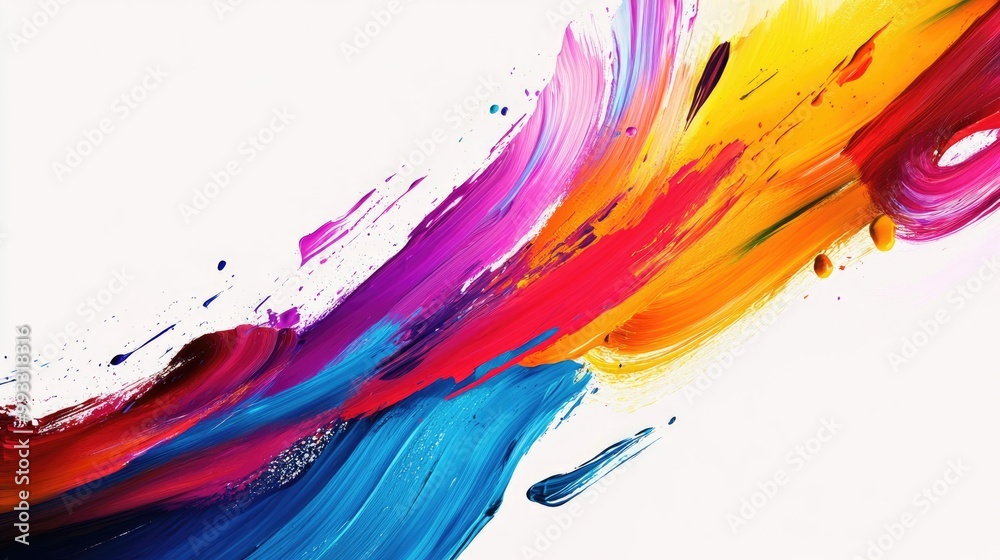 Vibrant paintbrush strokes and splashes on a white background Vibrant paintbrush strokes and splashes on a white background