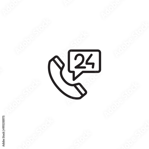 24 hours service line icon. High quality black outline pictogram for web site design and mobile apps. Editable icon.