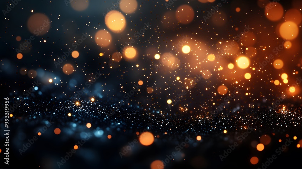 Obraz premium Glittering golden bokeh lights on black